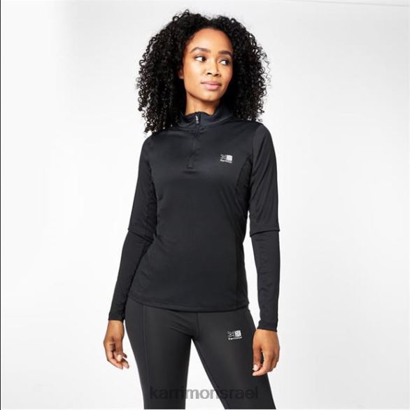 הַלבָּשָׁה il Karrimor נשים חלק עליון עם שרוול ארוך עם רבע רוכסן שָׁחוֹר T60N212